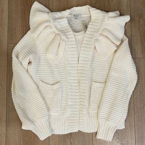 Madewell Ruffle Cardigan in Cream NWT